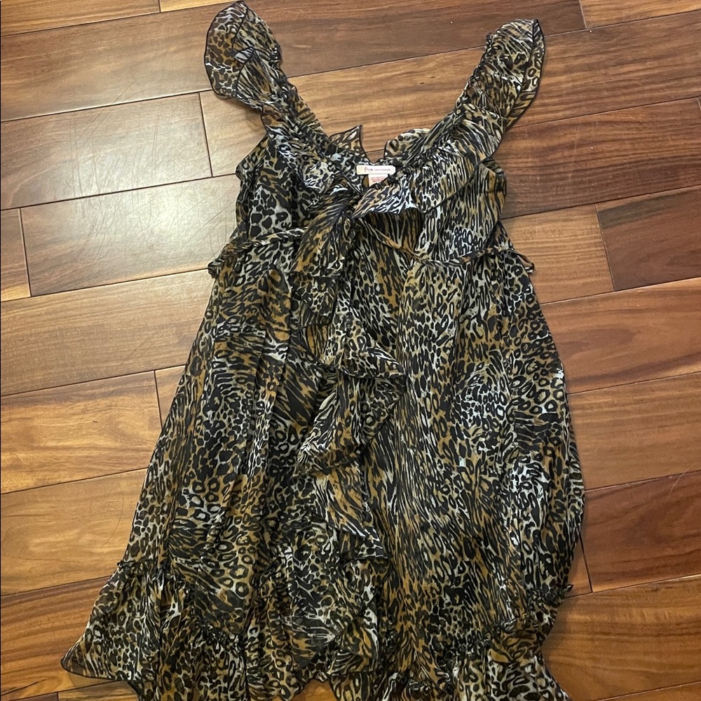 Fire Los Angeles Animal Print Chiffon baby doll dress